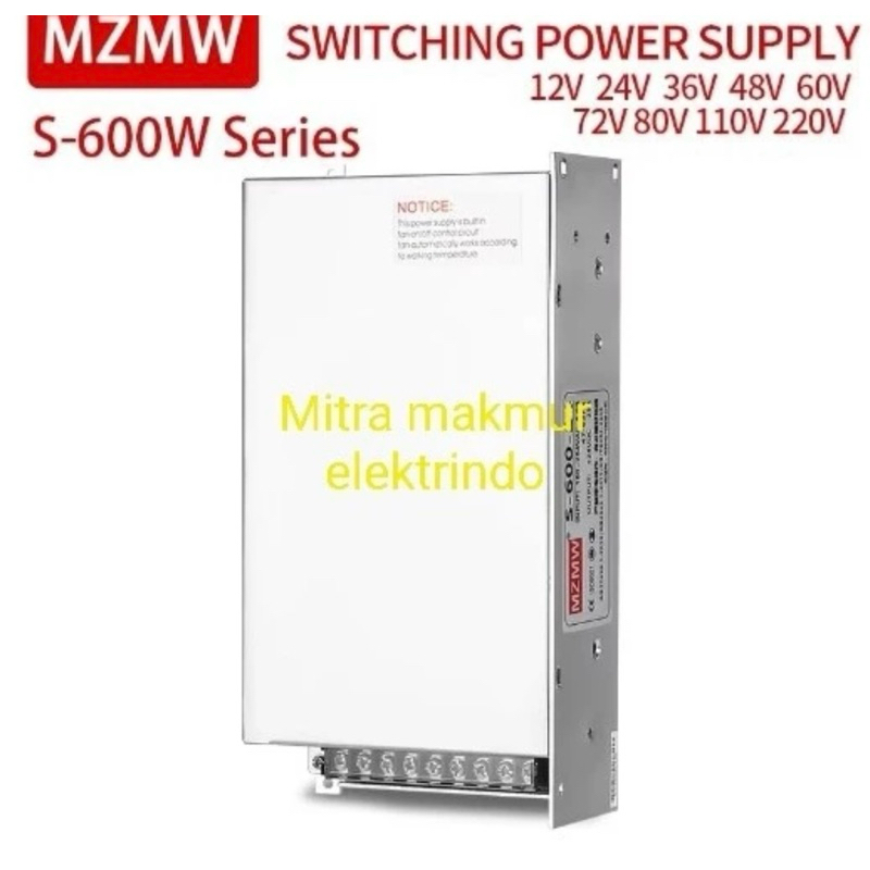 power supply 12v 600w mw / trafo 12volt  50a 600w kipas full meanwell