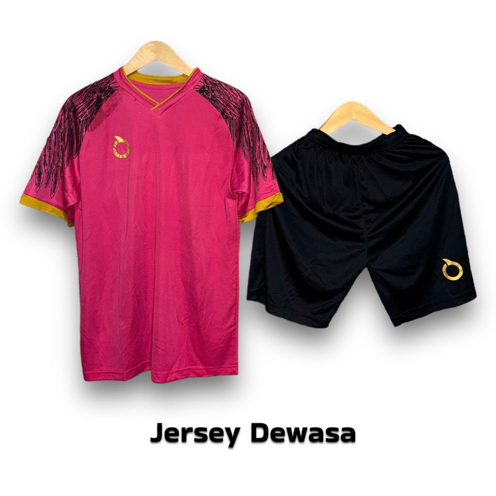 Jersey baju bola futsal volly badmingon stelan olahraha dewasa baju futsal cowo cewe warna pink keki