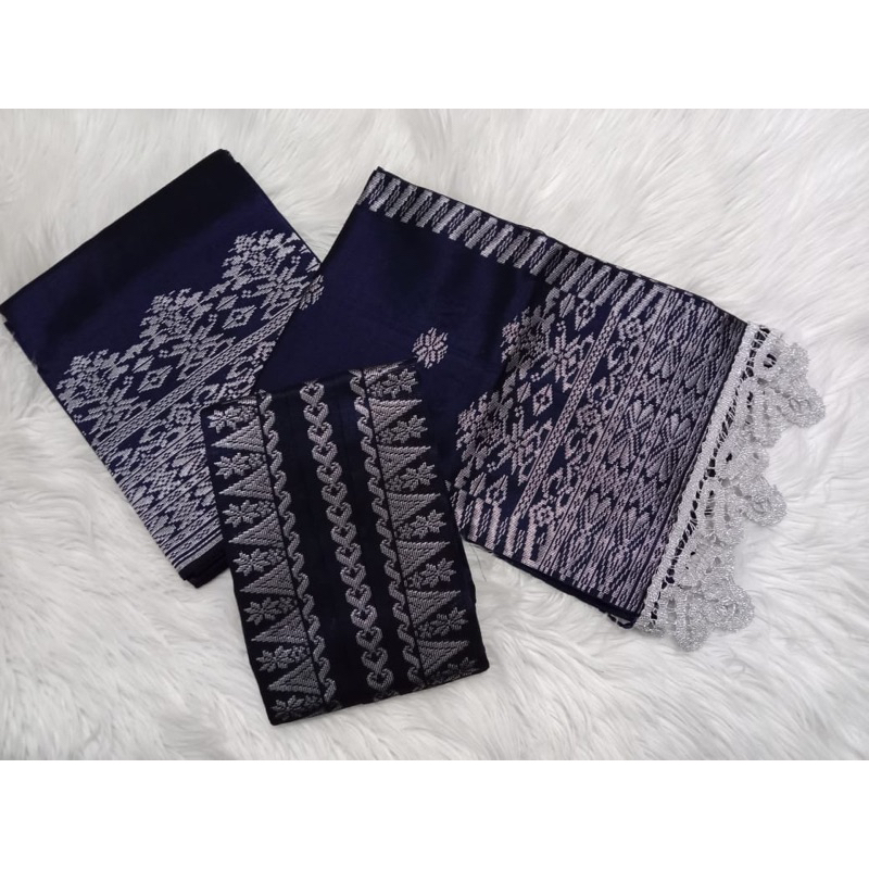 Songket silungkang set couple navy silver