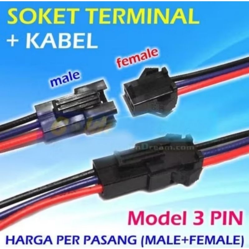 Kabel konektor 2Pin kabel 3Pin kabel 4Pin female male kabel konektor socket kabel 2P kabel 3P kabel 