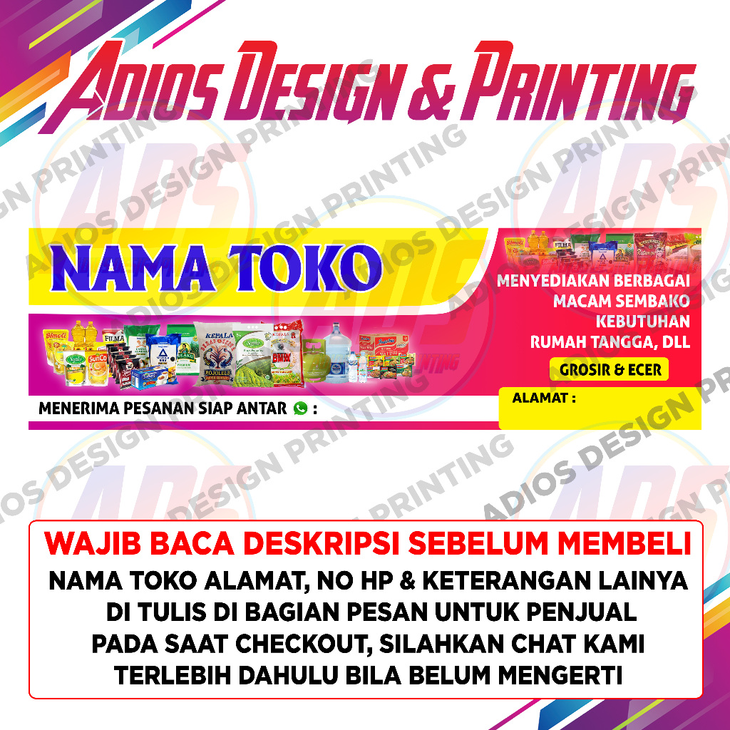 Spanduk Banner Warung Sembako, Toko Sembako, Banner Sembako