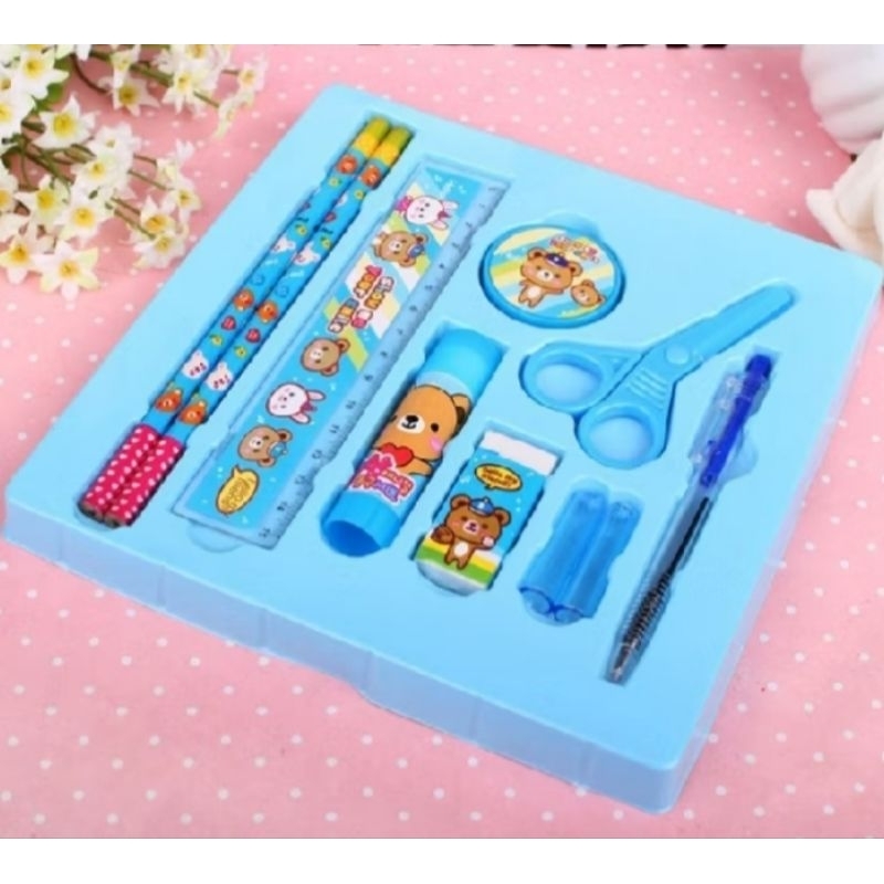 

8 in 1 Stationary set karakter lucu alat tulis korea anak alat tulis impor kado ultah kado anak