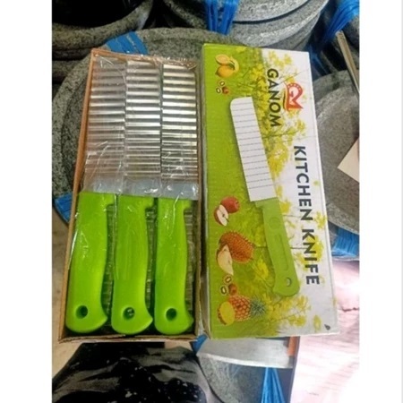 pisau gelombang kentang timun acar TEBAL warna HIJAU / pisau gerigi / pisau buah / pisau kentang
