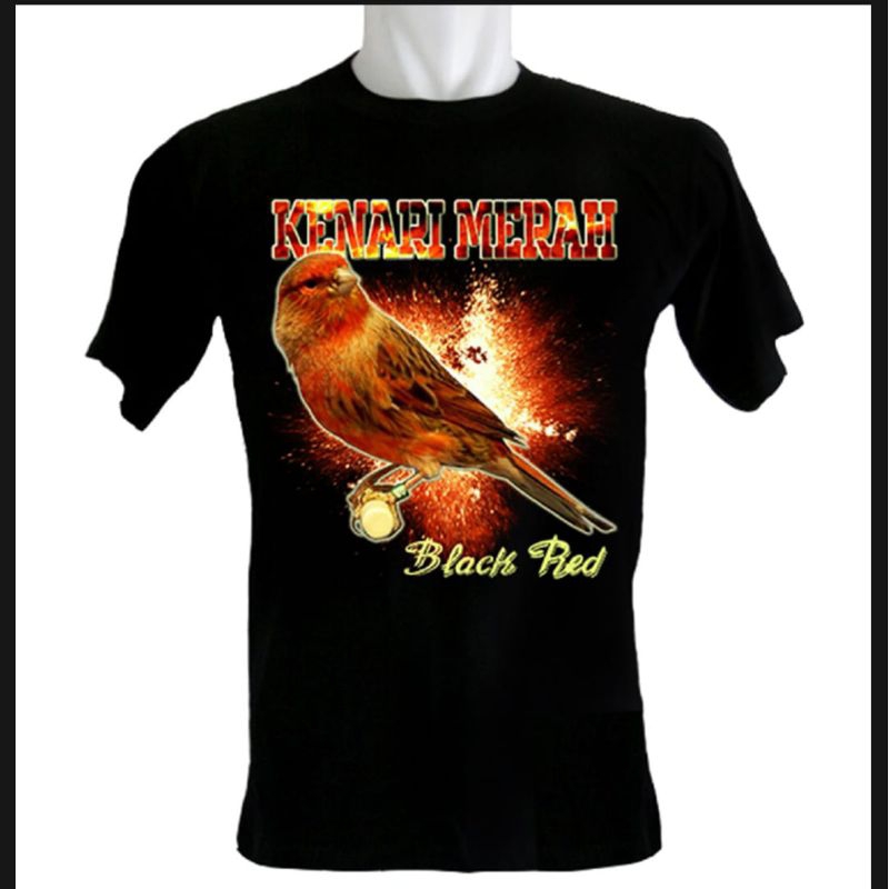 KAOS BURUNG KENARI MERAH BLACK RED