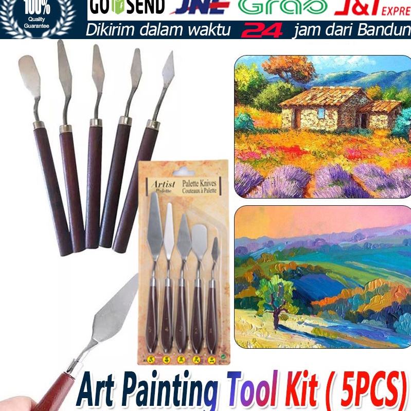 

ART Q7K4 5PCSSet Pisau Palet Painting Knife Paint Knife Spatula Dekorasi Kue Lukis Ukir Pisau Lukis