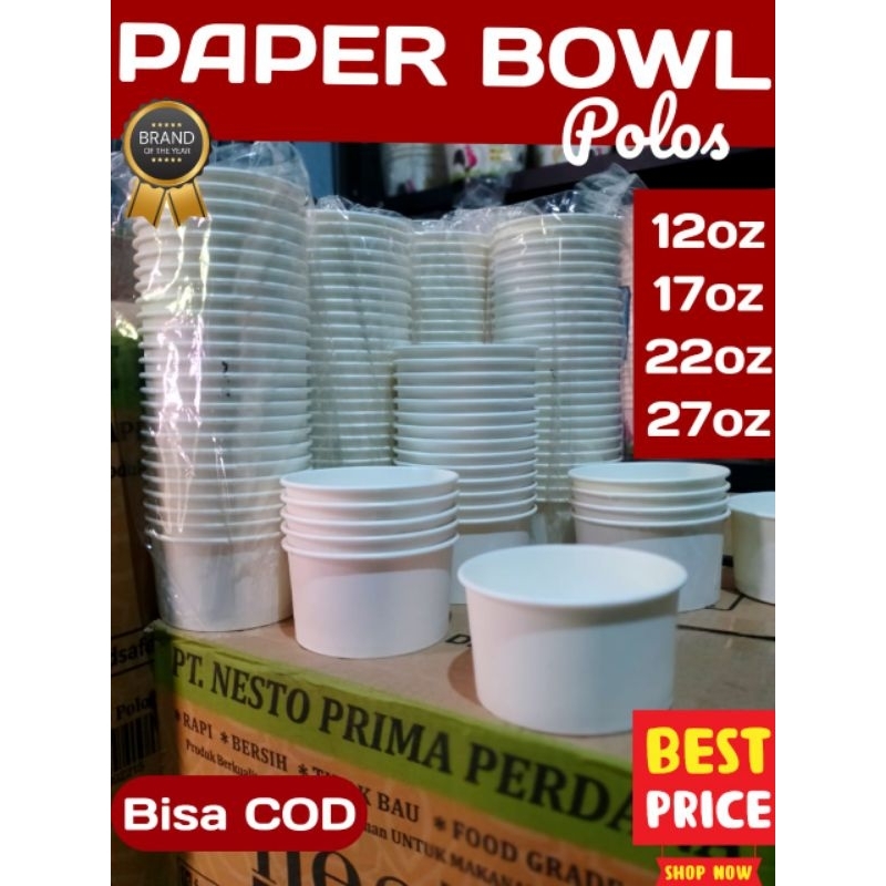 Paper Bowl Mangkok Mangkuk polos Wadah Tempat Paper Cup Rice Bowl kertas Tanpa Tutup ya  Plastik Kra