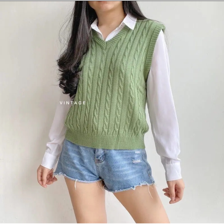 ROMPI RAJUT CABLE / VEST RAJUT WANITA / VEST CABLE PREMIUM / ROMPI WANITA KOREANSTYLE