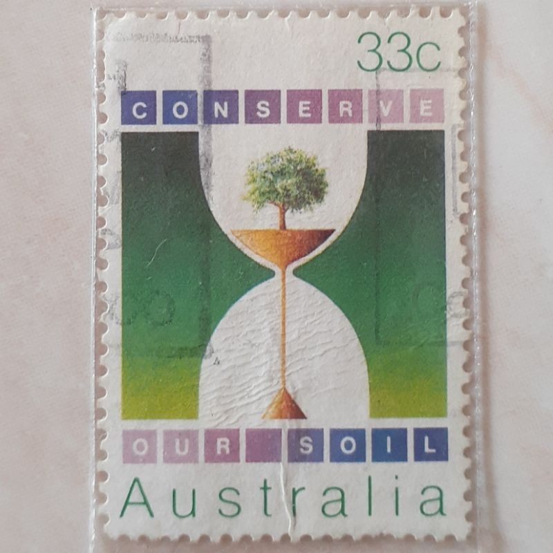 

Perangko Australia Environmental Protection (Tree, and Soil Running Through Hourglass (soil)) Tahun 1985