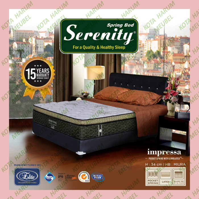 kasur matras mattress matres springbed spring bed elite serenity impressa latex 90x200 200x90 100x20