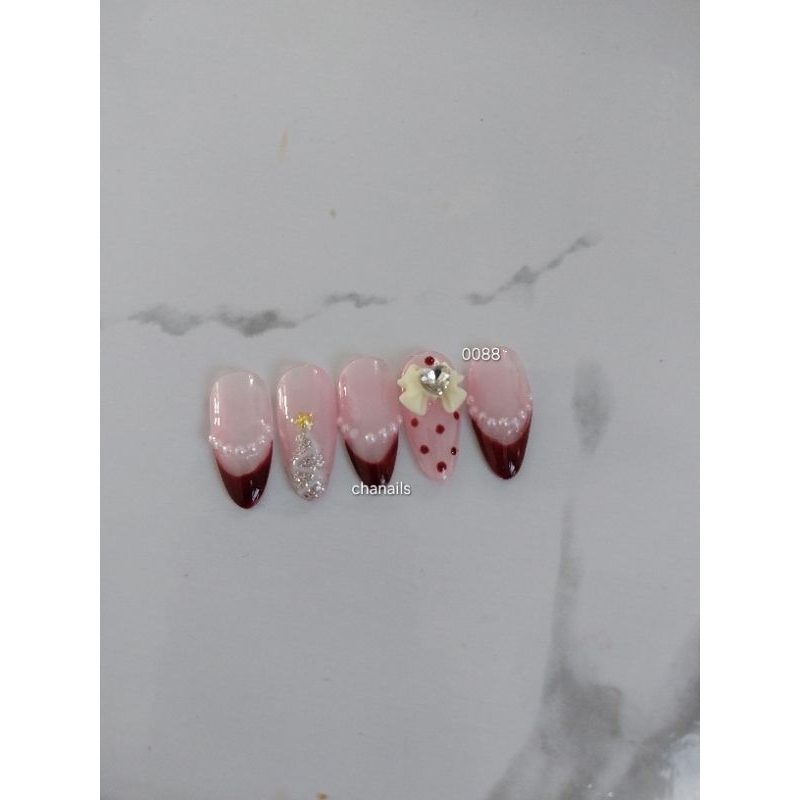 press on nail nail art natal 0088 kuku palsu natal fake nails for christmas