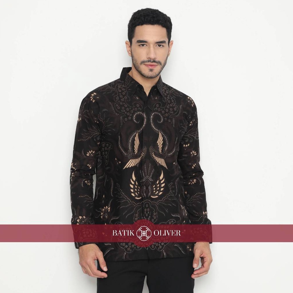 KODE A43S BATIK OLIVER Kemeja Batik Pria Slim Fit Premium Lengan Panjang Motif SATYA Exclusive Moder