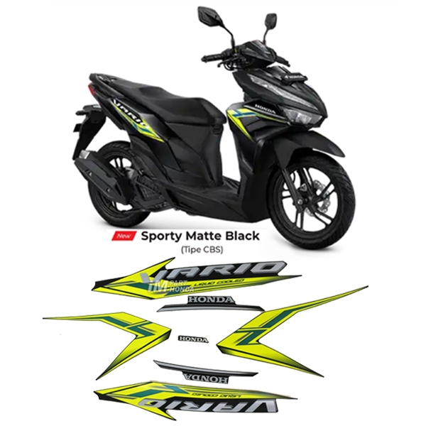 Stiker Vario 125 LED K2V 2024 Matte Black Hitam Hijau