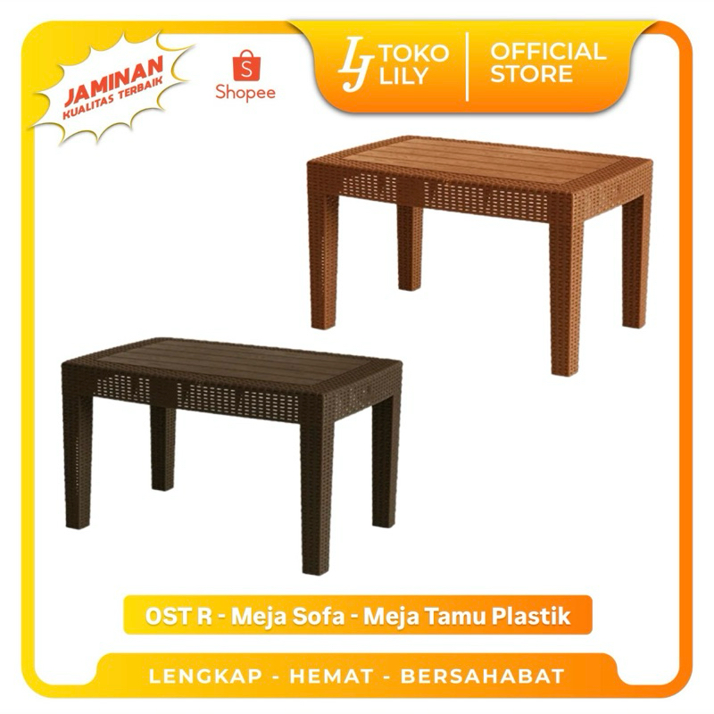 Meja Panjang Teras/ Sofa Plastik Motif Rotan OST-R Olymplast
