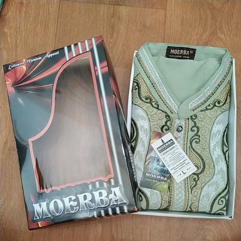 SURABAYAOS17 - MOERBA BONUS DUS Baju Koko Pria Bordir Badan Lengan Panjang M L XL Hijau Muda Lime
