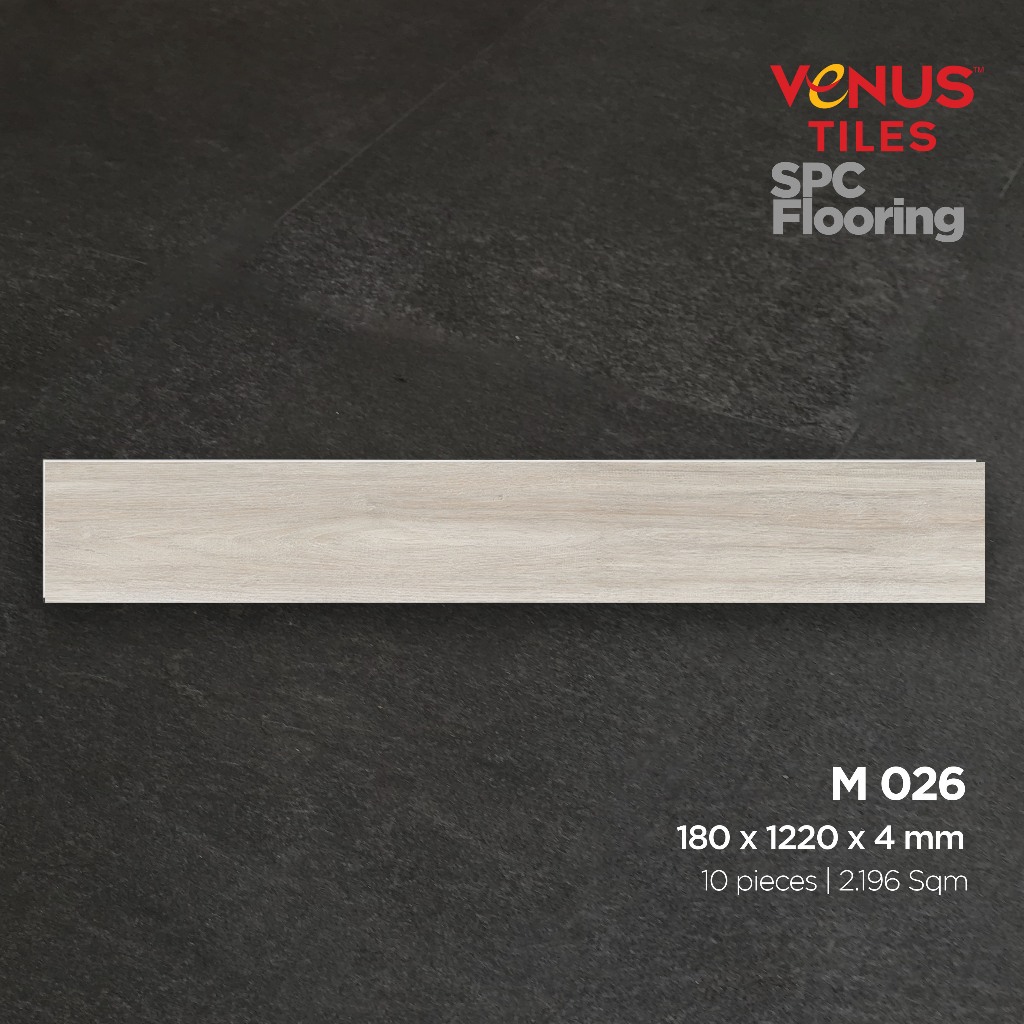 LANTAI MOTIF KAYU CLIK KLIK VENUS LANTAI SPC FLOORING M026 18X122CM - VENUS TILES