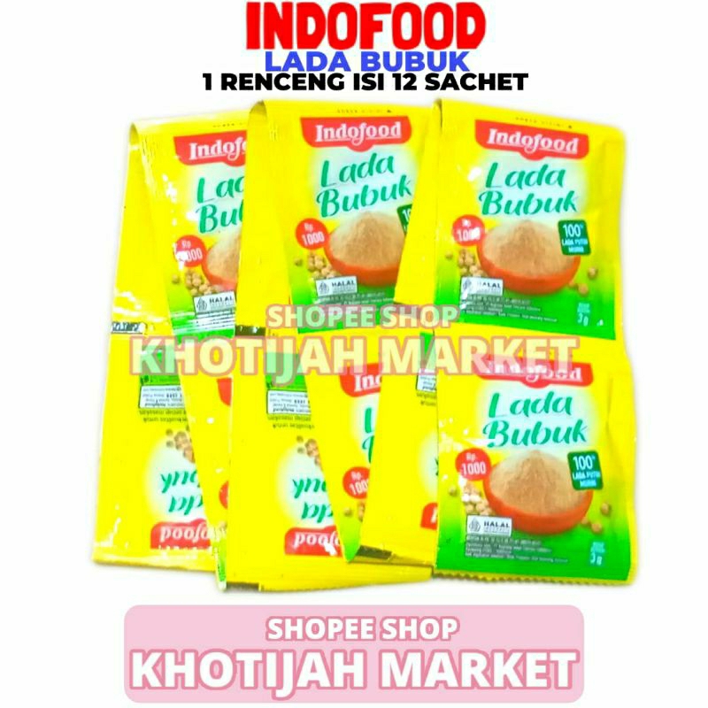 

Bumbu Dapur Lada Bubuk Indofood 1 Renceng Isi 12 Sachet 3 Gram