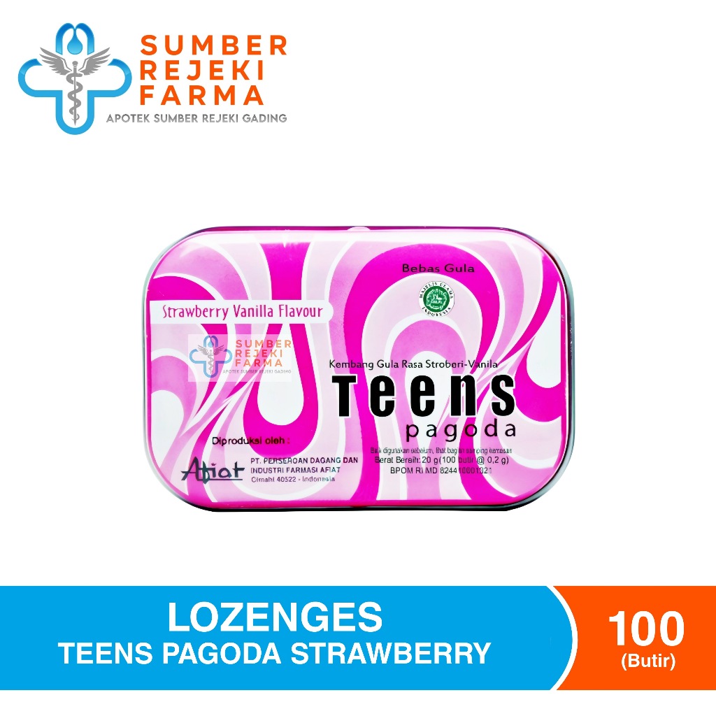 

Pagoda Teens Strawberry Vanilla Flavour 20 Gram - Permen Pelega Tenggorokan