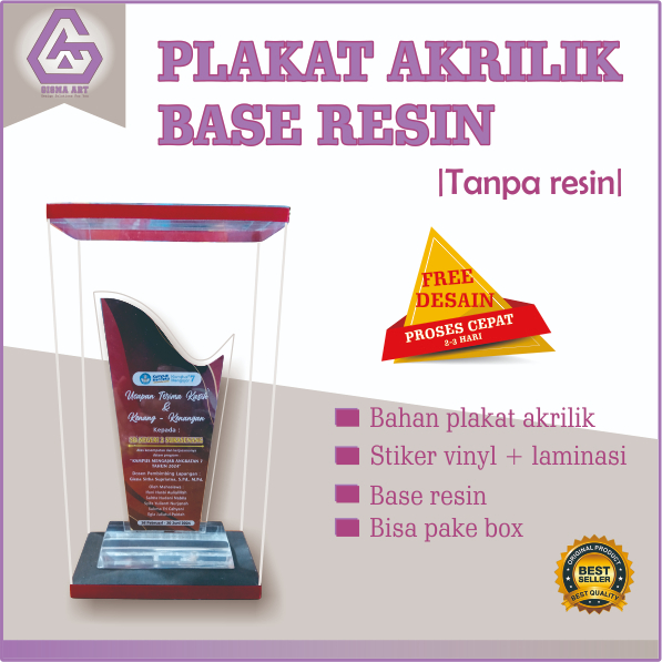PLAKAT AKRILIK BASE KAYU / DESAIN CUSTOM / CINDERAMATA SEKOLAH / INSTANSI / MAHASISWA