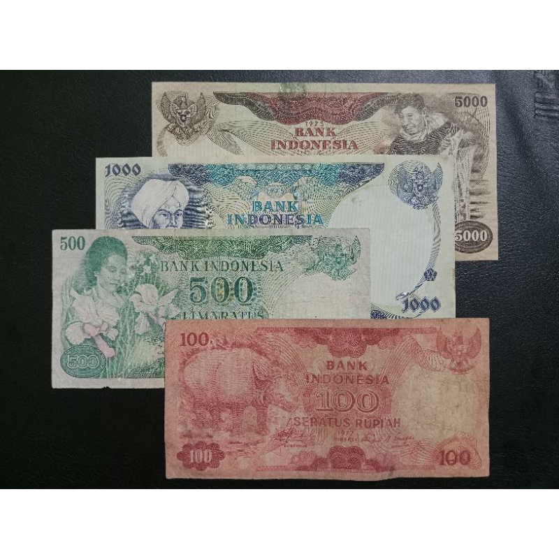 PROMO... Uang Kuno Set Mini 100 , 500 , 1000 , 5000 Rupiah Tahun 1970.an (Bekas)