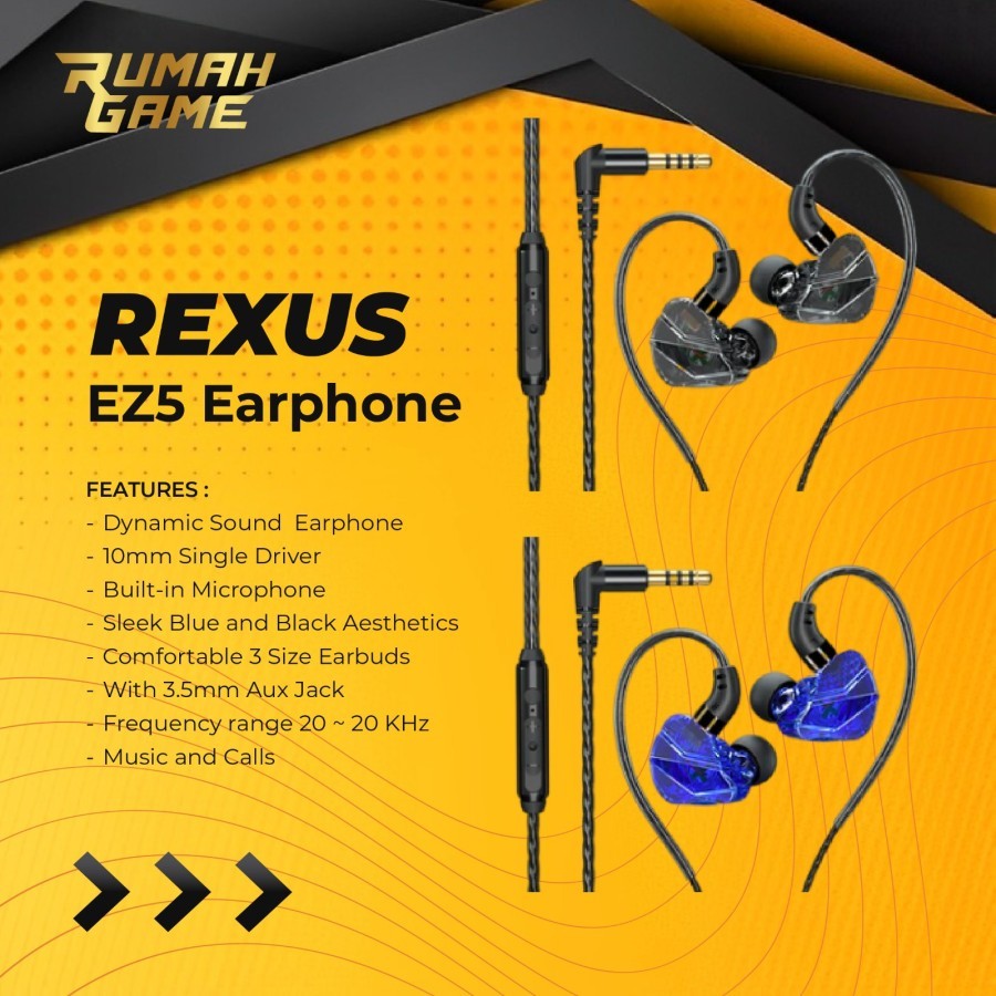Rexus EZ5 EZ-5 Wired Gaming Earphone Transparent headset Handsfree Sport