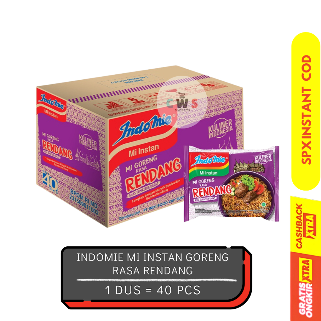 

INDOMIE MI GORENG RENDANG Instan - 91 gr / 40 Pcs / 1 Dus