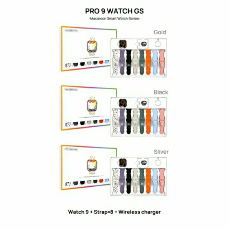 Smartwatch pro 9 gs jam tangan pintar/smartwatch full set 8 strap