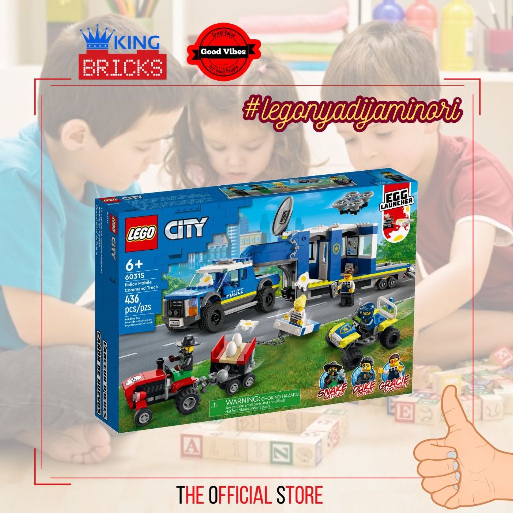 LEGO Original CITY 60315 Police Mobile Command Truck - Mainan Anak Edukasi Truk Mobil Motor Komando 