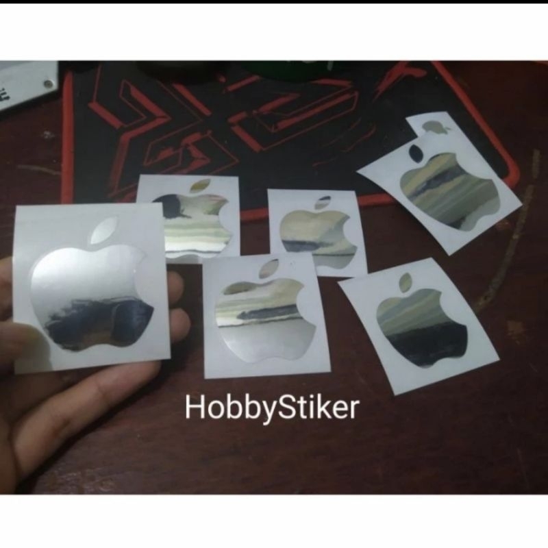 Stiker logo apple custom premium chrome untuk mobil laptop