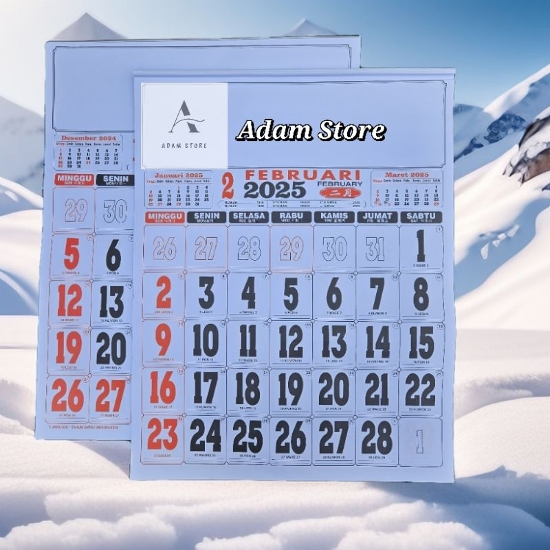 

kalender kerja BI jumbo tahun 2025 ukuran 50x64 cm 12 lembar x 1 bulanan (terima castume cetak merek)
