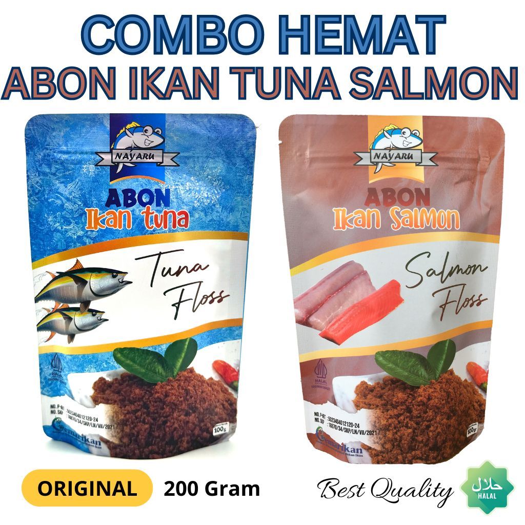 

COMBO HEMAT 2 PCS ABON IKAN TUNA SALMON 200 GR MANIS GURIH NO MSG TANPA PENGAWET MPASI HALAL SNACK