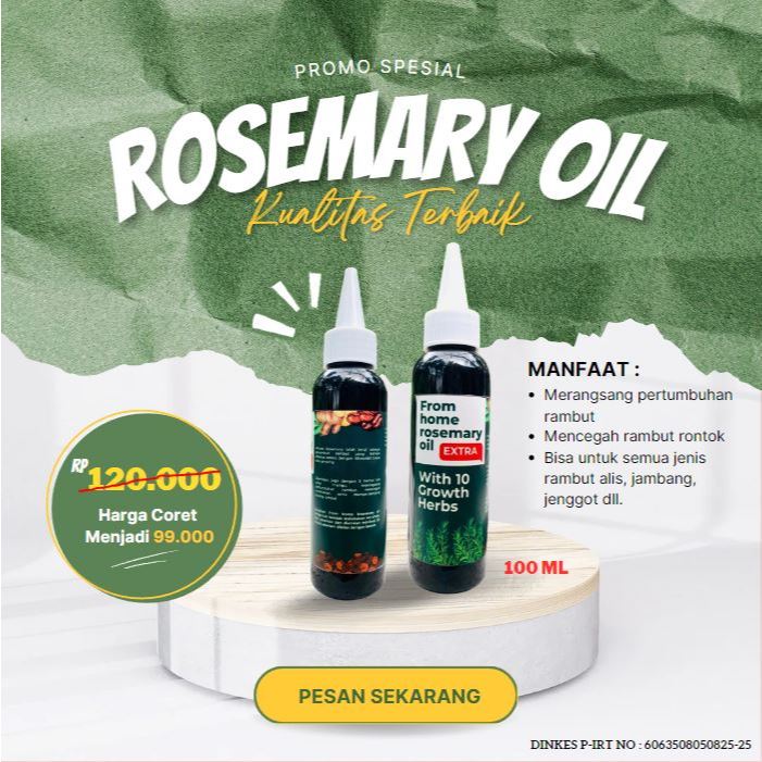 PROMO From Home Rosemary Oil / Minyak Rosemary Penumbuh Rambut Botak Rontok - 1000% Original Extra 1