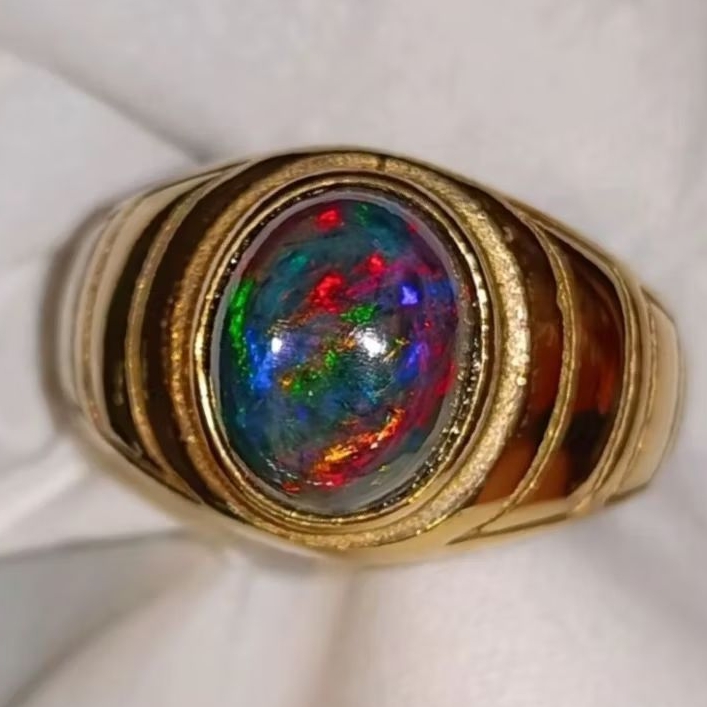 Cincin Batu Kalimaya Black Opal Asli Full Jarong