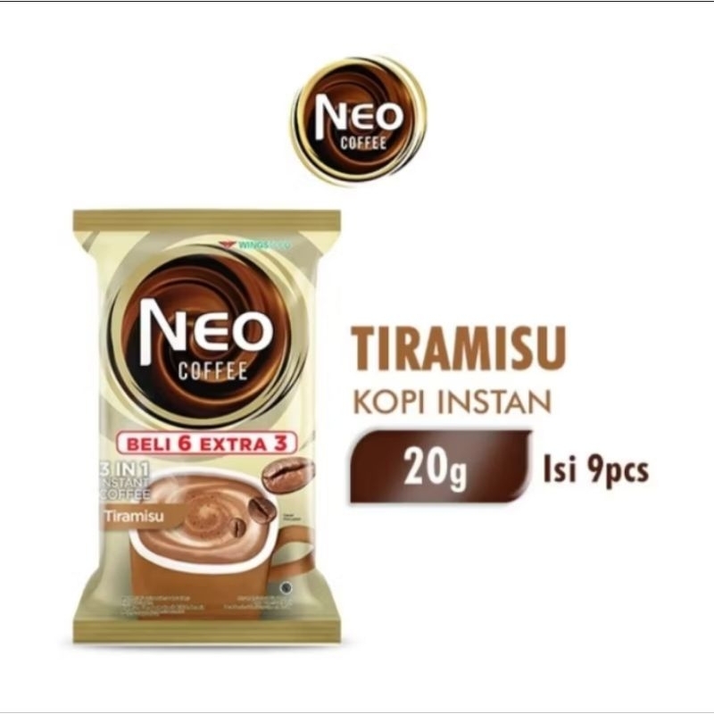 

Neo Coffee Tiramisu 3 in 1 @20g isi 9 pcs