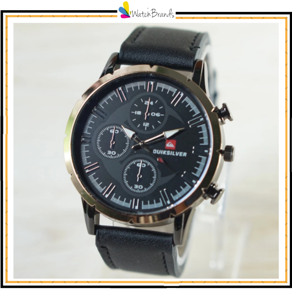 DISKON WBS JAM TANGAN PRIA CHRONO MURAH QS QUICKSILVER KULIT ANALOG PREMIUM COUPLE WANITA GROSIR