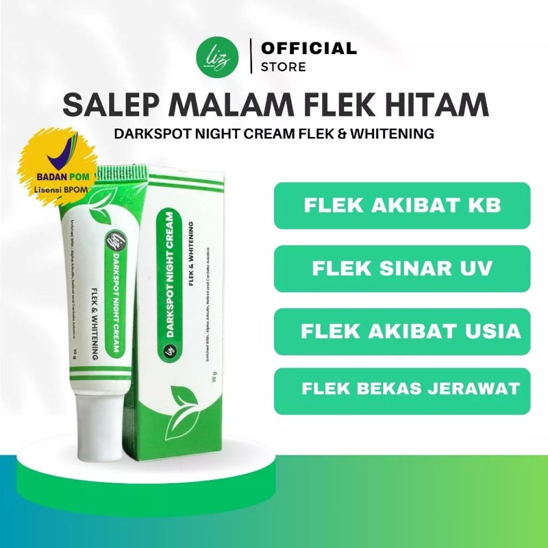 Liz Skincare BPOM Salep Flek Malam Darkspot Night Salep Arbutin Retinol Night Whitening Salep Bopeng