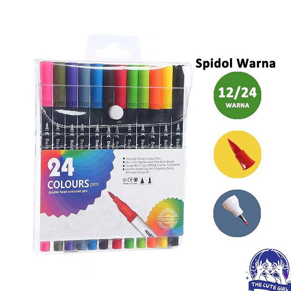 

ART I7B2 Watercolor Marker Pen Spidol Warna Brush Pen 1224 Warna Stazionario