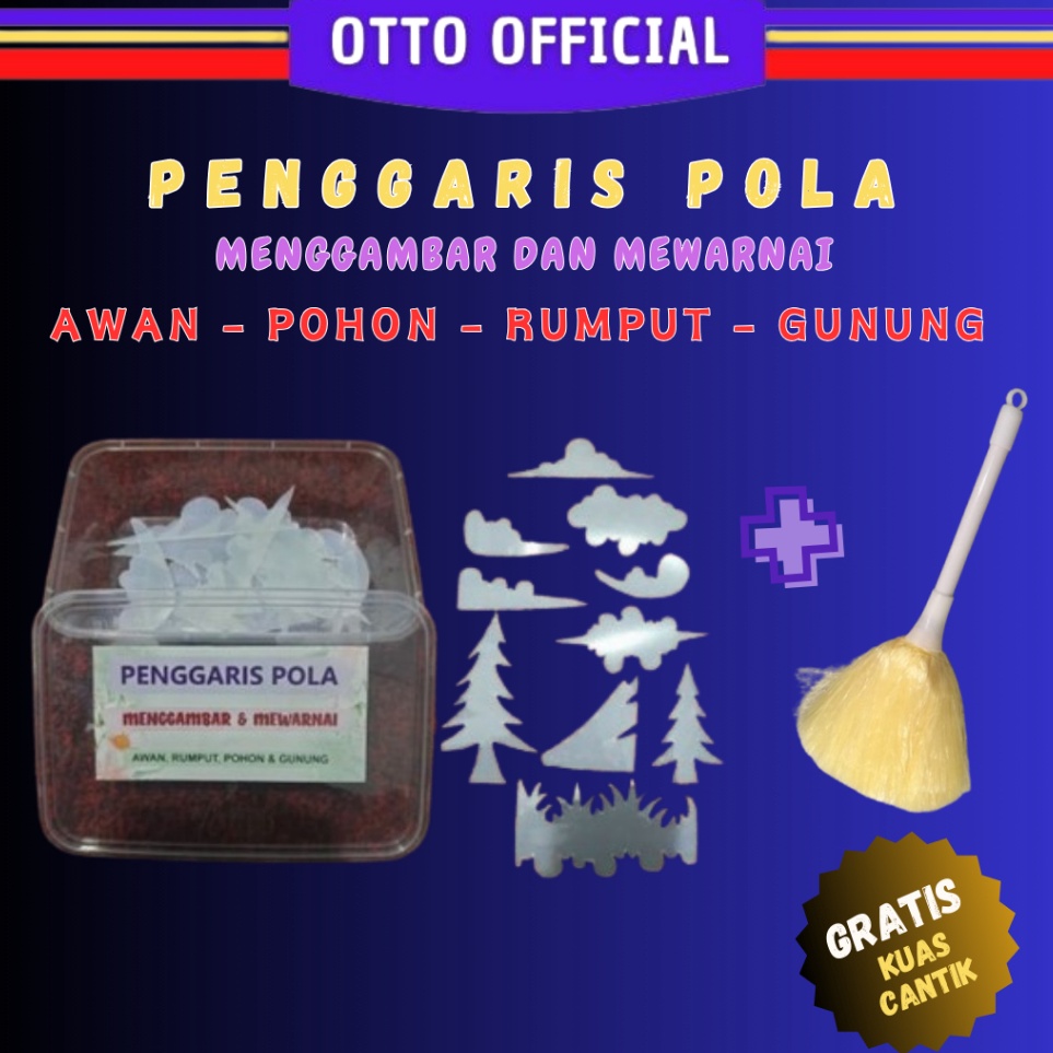 

ART T4U3 Penggaris Pola Mewarnai 1 Set Isi 1 Pola Bonus Kuas Crayon