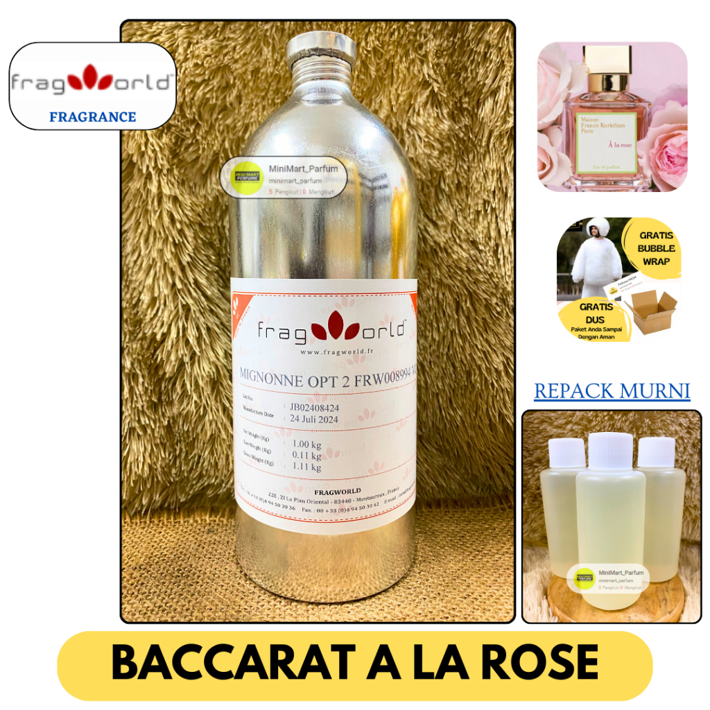Bibit Parfum BACCARAT A LA ROSE Repack 100 ML MURNI Berkualitas FRAGWORLD Fragrance - PARFUM CWE - L