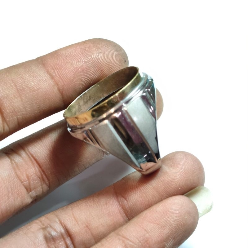 CINCIN RING MONEL DOFF 16*12 STAINLESS/EMBAN MONEL HANDMADE