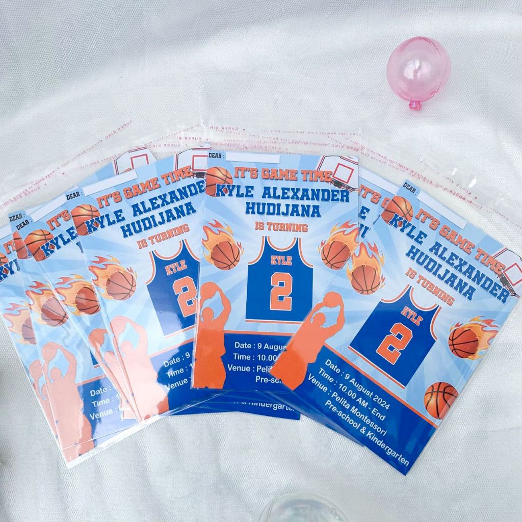 Bola Basket Ball -  Kartu Undangan Ulang Tahun / Birthday Party Invitation Card