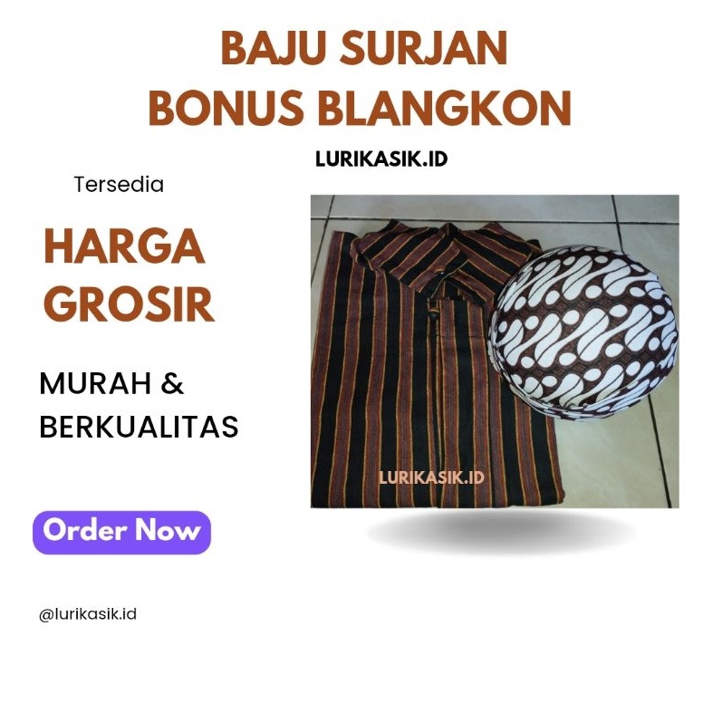 KODE P67G TERMURAH Baju Surjan Anak Lakilaki dan Blangkon  Baju Adat Anak  Surjan Lurik Tenun Klaten