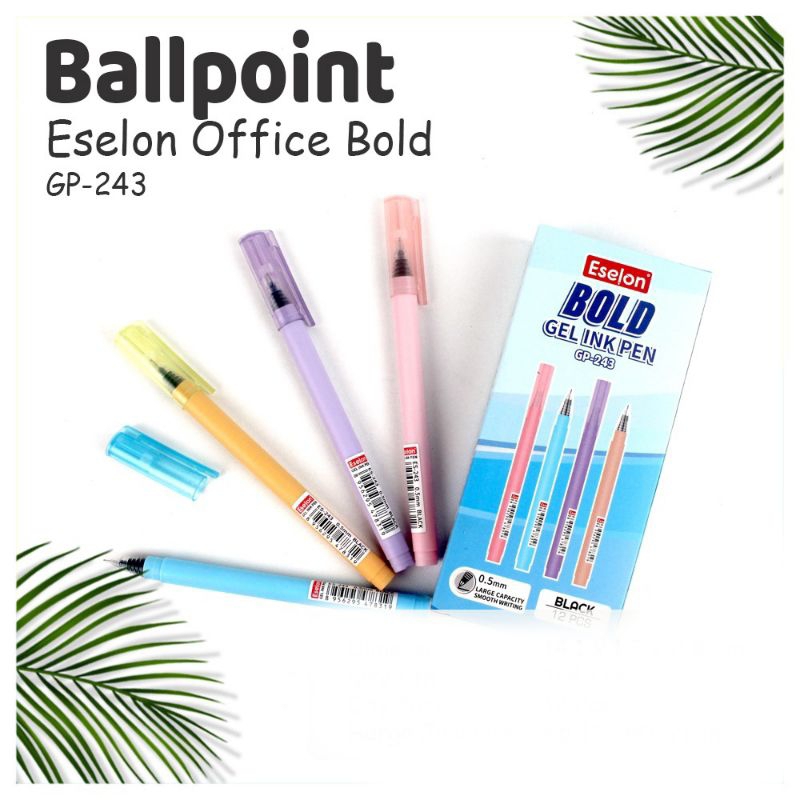 

Pulpen Gel Pastel Office Eselon / 12 Buah Pulpen Eselon Bold GP-243