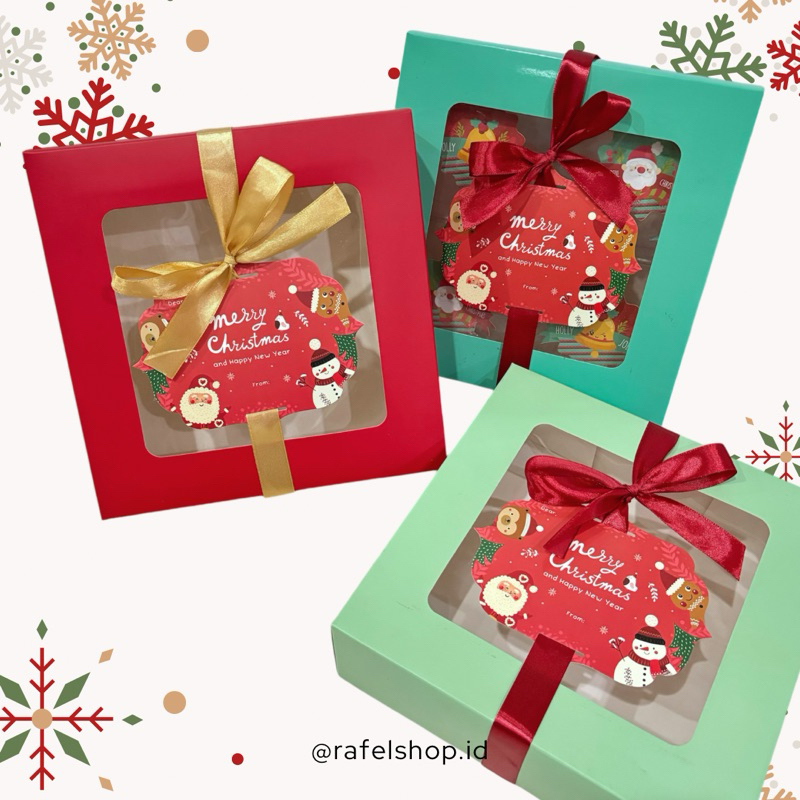 

20 Set Simple Box 22x22x7 Natal Kartu Jumbo Pita