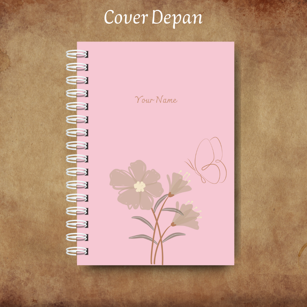 

Notebook A5 Isi 50 Lembar Soft Cover Kawat Spiral Custom Nama di Cover