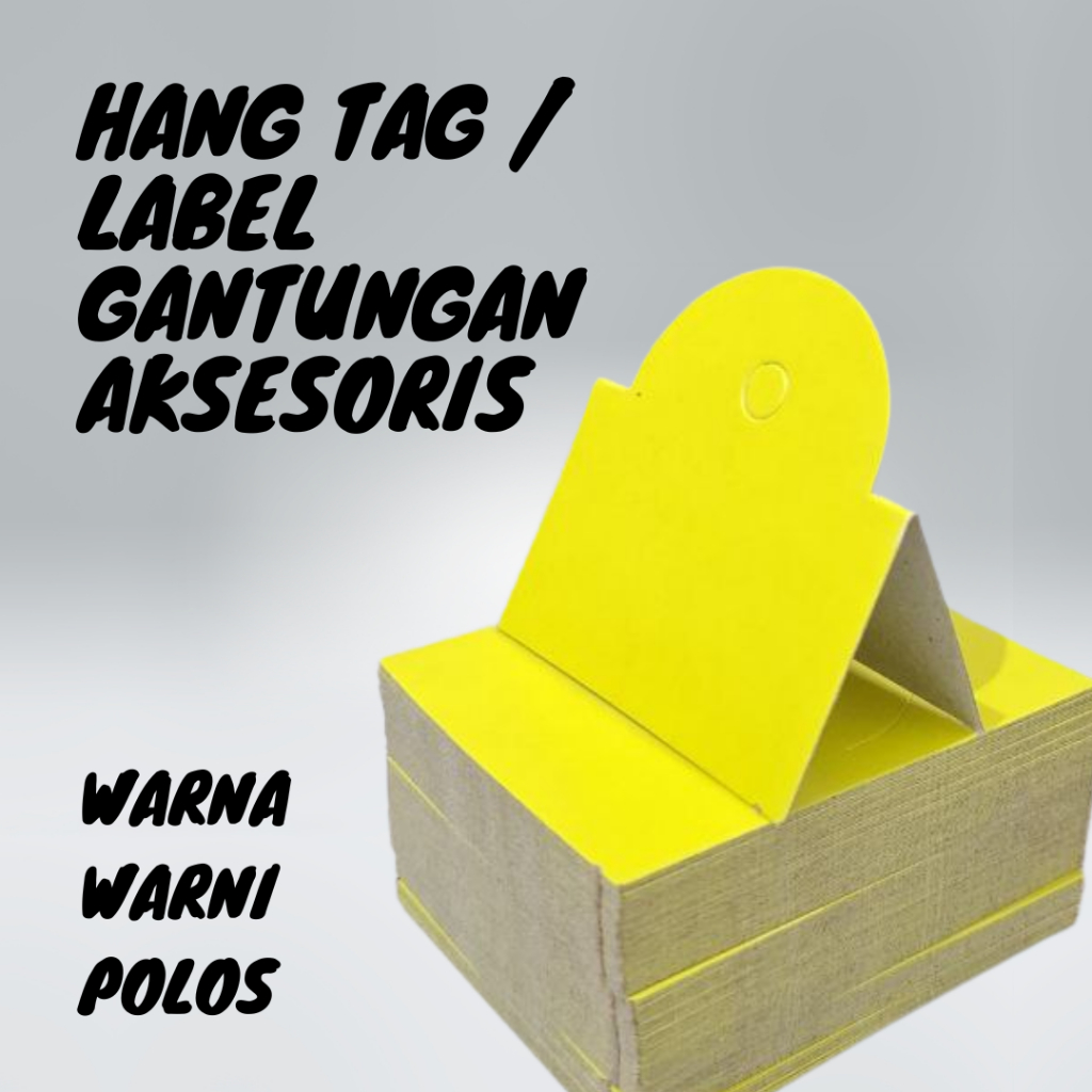 

100 lbr - Kertas Label Hangtag Aksesoris penjepit gantungan plastik, KAR kotak, Warna warni polos