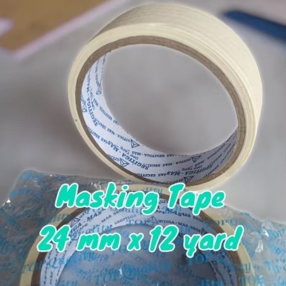 

1 pcs | Solasi Lakban Kertas 24mm x 12 yard 1 inch Masking Tape 1" Segitiga Mas