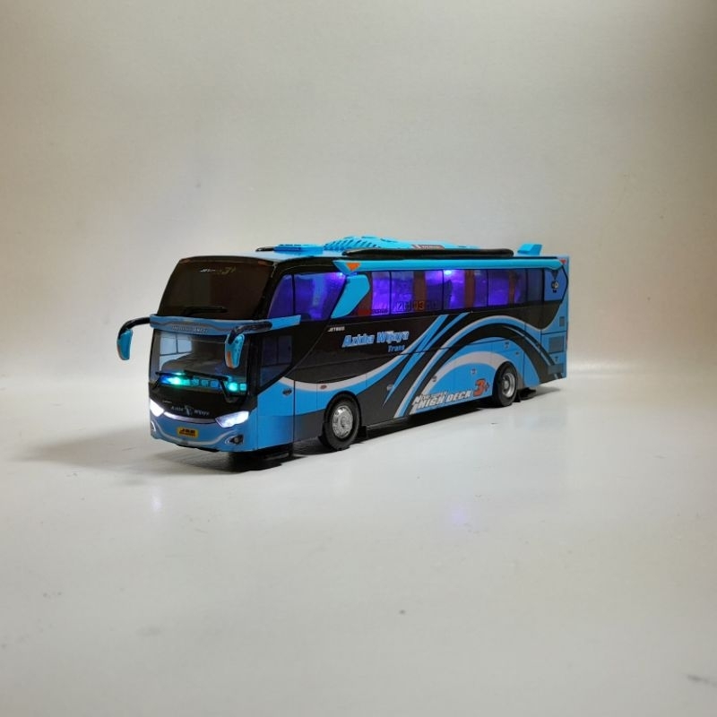 Miniatur bus AZKHA WIJAYA Trans body Jetbus3 voyager Full Lampu