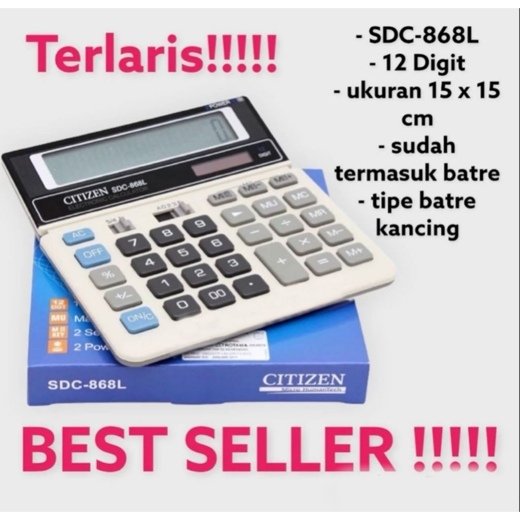 

Citizen Calculator SDC-868L 12 digit - Kalkulator Desktop Meja Kantor SDC 868L Citizen