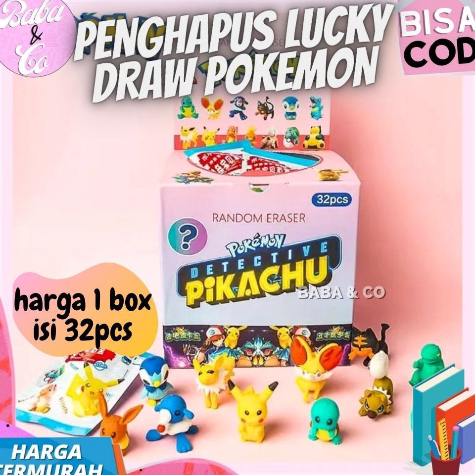 

ART F1J3 PENGHAPUS POKEMON 1 BOX 32 pcs PENGHAPUS MISTERI LUCKY BOX POKEMON COD