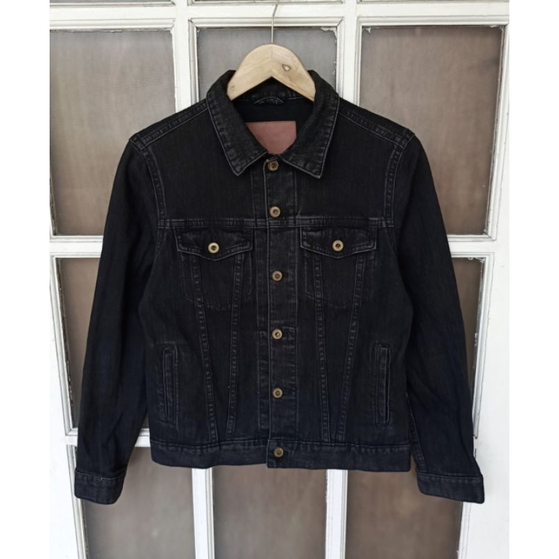 JAKET JEANS DENIM BLACK WASH  RED BY WEGO JAPAN